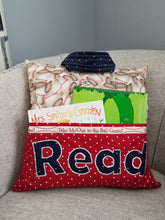 Load image into Gallery viewer, Tag-along Reading Pillow - Baseball-Red