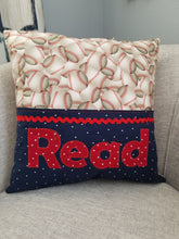 Load image into Gallery viewer, Tag-along Reading Pillow - Baseball-Blue