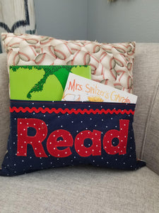 Tag-along Reading Pillow - Baseball-Blue