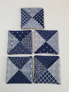 Quilted Coasters - Navy and White