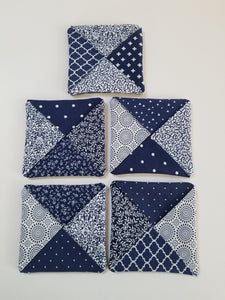 Quilted Coasters - Navy and White