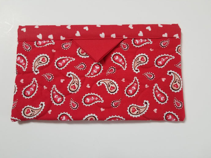 Snap Bag Large - Red Heart Flowers