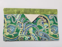 Load image into Gallery viewer, Snap Bag Large- Green and Gold Paisley