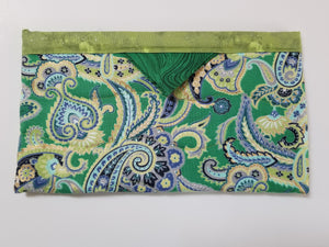 Snap Bag Large- Green and Gold Paisley