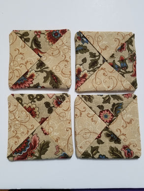 Quilted Coasters- Rust Floral