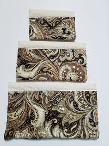 Snap Bag Set - Brown Paisley