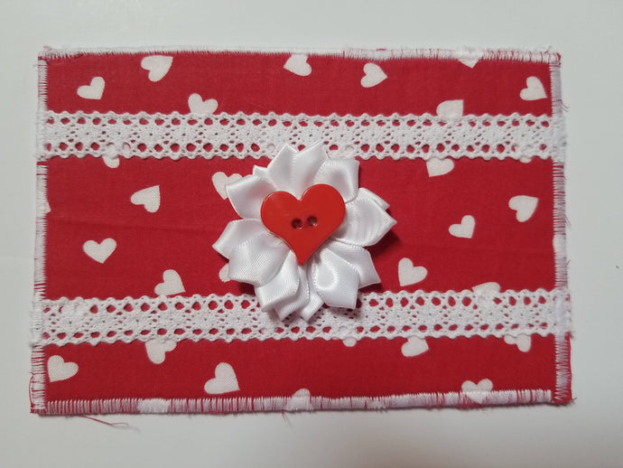 Greeting Card - Love- Red with Ribbon Flower