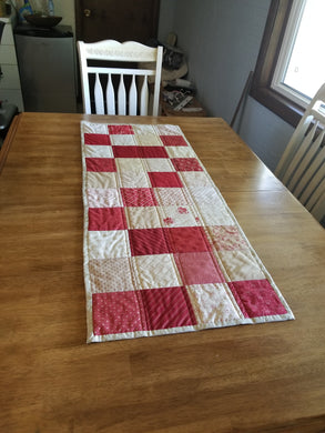 Table Runner- Country Red and Cream Patchwork