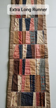 Load image into Gallery viewer, Table Runner - Brown Patchwork with Decorative Stitches