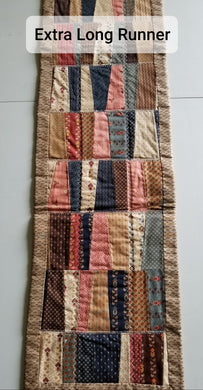 Table Runner - Brown Patchwork with Decorative Stitches