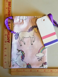 Drawstring Bags - Children's Collection - Pink Unicorn - MEDIUM